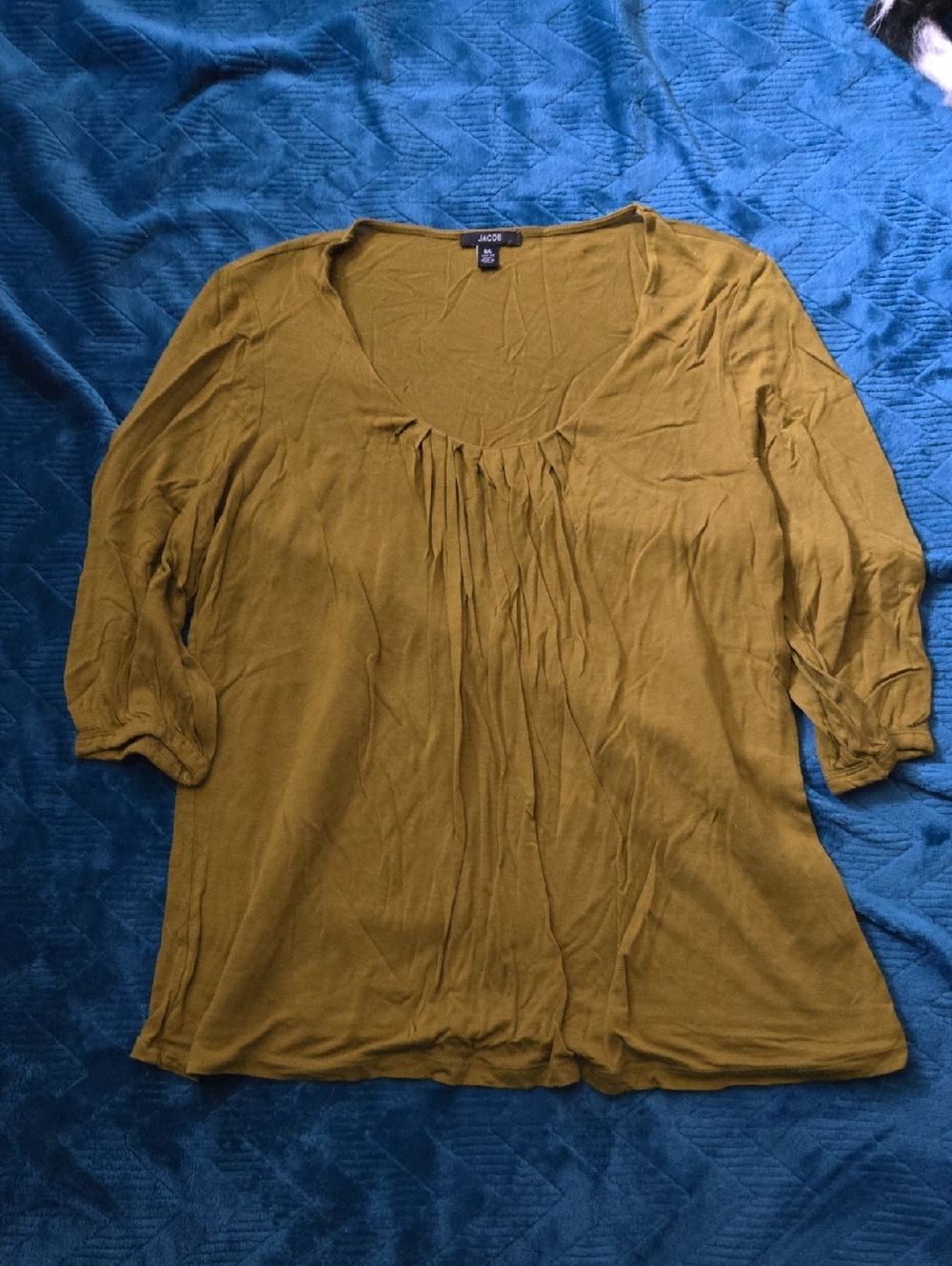4/20 Jacob Mustard Scoop-Neck Pleated Tunic